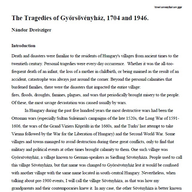 Nndor Dreisziger - The Tragedies of Gyrsvnyhz 1704 - 1946